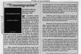 "Transmigración"  [artículo] E. P.
