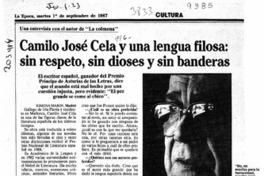 Camilo José Cela y una lengua filosa, sin respeto, sin dioses y sin banderas  [artículo] Ximena Marín.