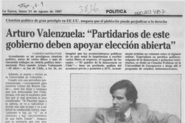 Arturo Valenzuela, "Partidarios de este gobierno deben apoyar elección abierta"