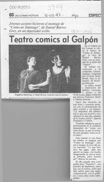 Teatro comics al Galpón  [artículo].