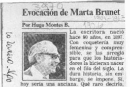 Evocación de Marta Brunet  [artículo] Hugo Montes B.