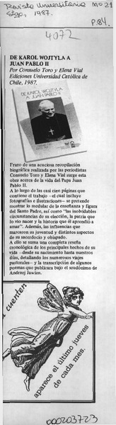 De Karol Wojtyla a Juan Pablo II  [artículo].