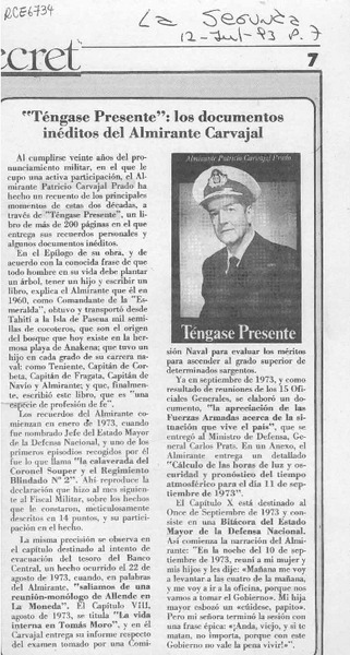 "Téngase presente"; los documentos inéditos del almirante Carvajal  [artículo].