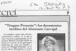 "Téngase presente"; los documentos inéditos del almirante Carvajal  [artículo].