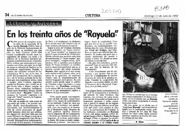 En los treinta años de "Rayuela"  [artículo] Filebo.
