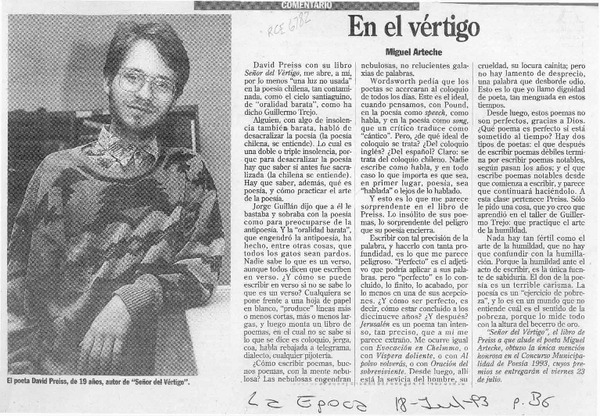 En el vértigo  [artículo] Miguel Arteche.