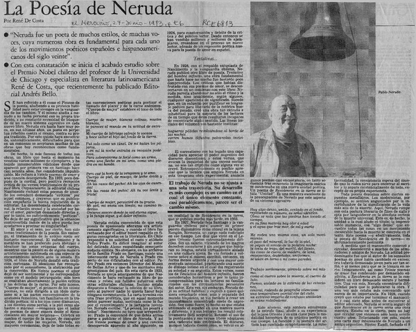 La poesía de Neruda  [artículo] René de Costa.