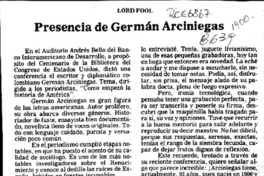 Presencia de Germán Arciniegas  [artículo] Lord Fool.