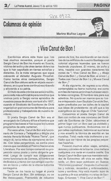 Viva Canut de Bon!  [artículo] Marino Muñoz Lagos.