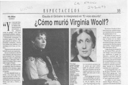 Cómo murió Virginia Woolf?  [artículo] Willy Nikiforos.