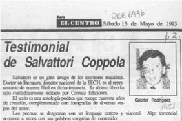 Testimonial de Salvattori Coppola  [artículo] Gabriel Rodríguez.
