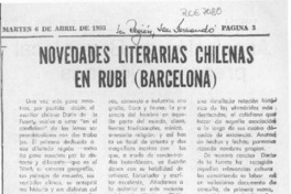 Novedades literarias chilenas en Rubi (Barcelona)  [artículo] Antonio Berral Cardeñosa.
