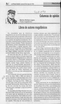 Libros de autores magallánicos  [artículo] Marino Muñoz lagos.
