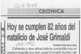 Hoy se cumplen 82 años del natalicio de José Grimaldi  [artículo] Andrés Vidal de la Jara.