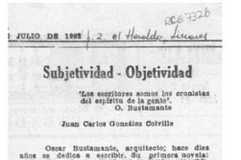 Subjetividad - objetividad  [artículo] Juan Carlos González Colville.