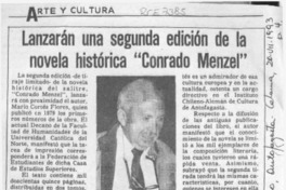 Lanzarán una segunda edición de la novela histórica "Conrado Menzel"  [artículo].