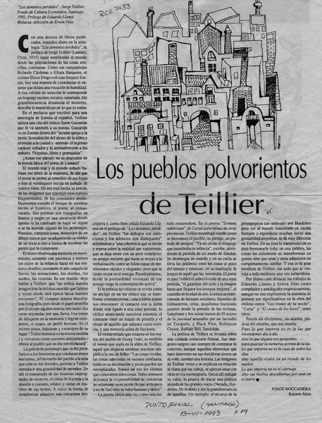 Los pueblos polvorientos de Teillier  [artículo] Jorge Boccanera.