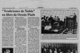 "Tradiciones de Ñuble" en libro de Oreste Plath  [artículo].