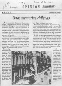 Unas memorias chilenas  [artículo] Alfonso Calderón.