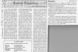 Ramón Riquelme  [artículo] Juan Gabriel Araya G.