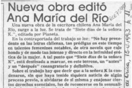 Nueva obra editó Ana María del Río  [artículo].