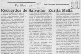 Recuerdos de Salvador Zurita Mella  [artículo] Edmundo Johnson Fiedler.