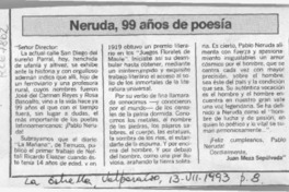 Neruda, 99 años de poesía  [artículo] Juan Meza Sepúlveda.