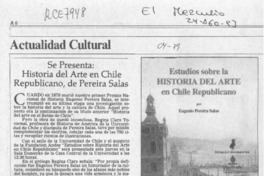 Se presenta, Historia del Arte en Chile Republicano, de Pereira Salas  [artículo].