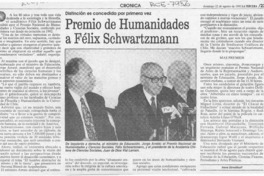 Premio de Humanidades a Félix Schwartzmann  [artículo] Irene Strodthoff.