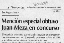 Mención especial obtubo Juan Meza en concurso  [artículo].