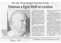 Estrenan a Egon Wolff en Londres  [artículo].