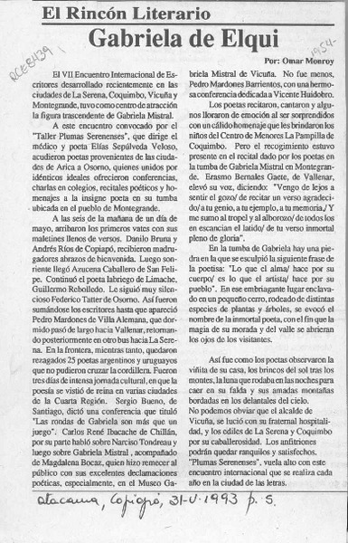 Gabriela de Elqui  [artículo] Omar Monroy.