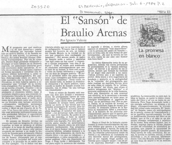 El "Sansón" de Braulio Arenas