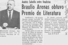 Braulio Arenas obtuvo Premio de Literatura