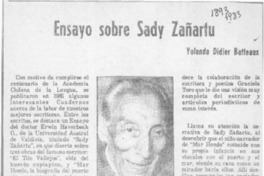 Ensayo sobre Sady Zañartu  [artículo] Yolanda Didier Batteaux.