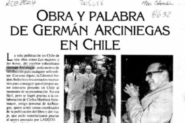 Obra y palabra de Germán Arciniegas en Chile  [artículo].