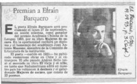 Premian a Efraín Barquero  [artículo].