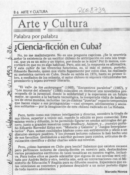 Ciencia ficción en Cuba?  [artículo] Marcelo Novoa.
