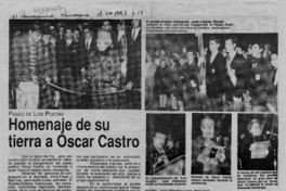 Homenaje de su tierra a Oscar Castro  [artículo].