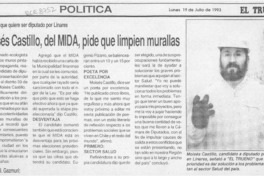 Moisés Castillo, del MIDA, pide que limpien murallas  [artículo].
