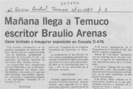 Mañana llega a Temuco escritor Braulio Arenas.