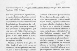 Historia de la Iglesia en Chile  [artículo] Manuel Salvat Monguillot.