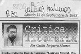Carlos Calderón Ruiz de Gamboa, "Gabriela Mistral, Premio Nobel de Literatura