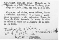 Araneda Bravo, Fidel, "Historia de la Iglesia en Chile"  [artículo] M. B. V.