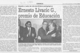 Ernesto Livacic G., premio de Educación  [artículo] Hernán García M-C.