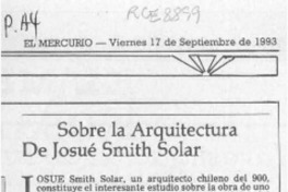 Sobre la arquitectura de Josué Smith Solar  [artículo].