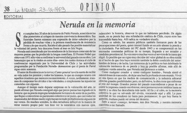 Neruda en la memoria  [artículo].