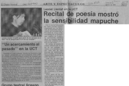 Recital de poesía mostró la sensibilidad mapuche  [artículo].