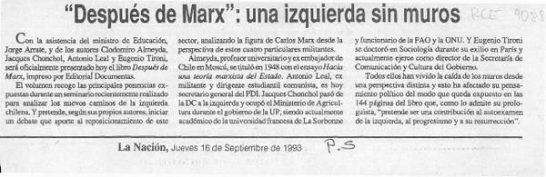 "Después de Marx", una izquierda sin muros  [artículo].