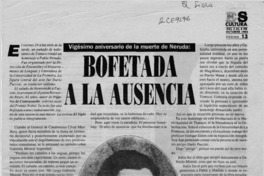 Bofetada a la ausencia  [artículo] Bernardo Reyes.